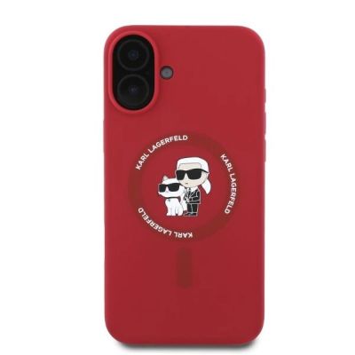 3. Karl Lagerfeld Silicone Karl&Choupette Heads Ring MagSafe iPhone 16 Case - Red