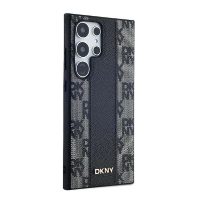 4. DKNY Leather Checkered Mono Pattern MagSafe Case for Samsung Galaxy S24 Ultra - Black