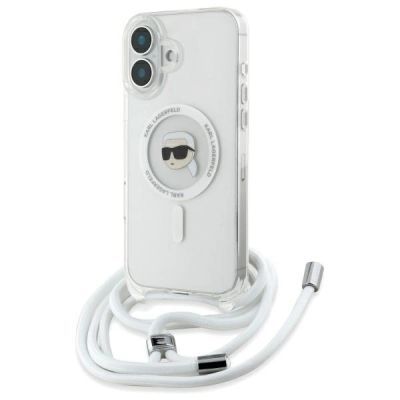 Karl Lagerfeld Crossbody IML Karl Head Magsafe Case for iPhone 16 - Clear