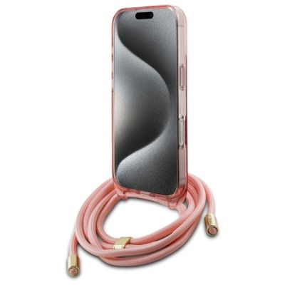 4. Guess Crossbody Cord Script MagSafe Case for iPhone 16 Pro Max - Pink