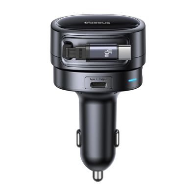 Baseus PrimeTrip VR1 60W USB-A USB-C Car Charger with Retractable USB-C Cable - Black