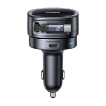 Baseus PrimeTrip VR1 60W USB-A USB-C Car Charger with Retractable USB-C Cable - Black
