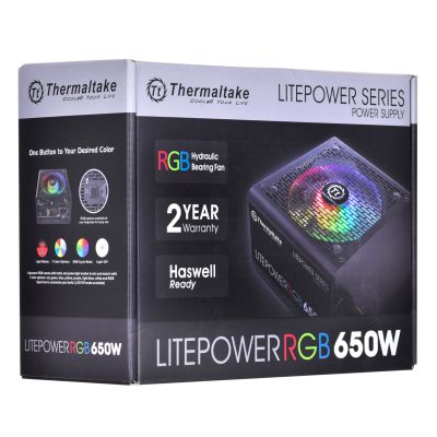 8. Thermaltake Litepower RGB PS-LTP-0650NHSANE-1 Power Supply (650W; Active; 120mm)