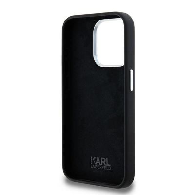7. Karl Lagerfeld Silicone Metal Script Logo case for iPhone 15 Pro - black
