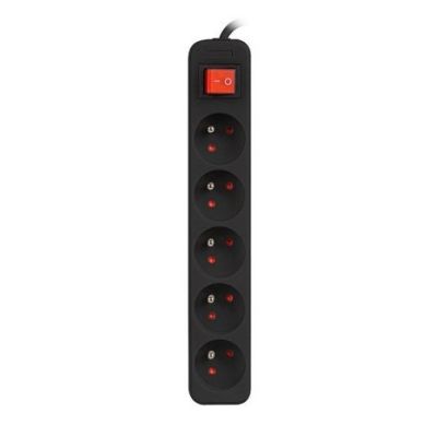 3. LANBERG 1.5 m Power Strip, 5 x 230 V, PL, with Switch, Cable Made of Pure Copper, Black
