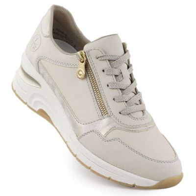 Women's beige leather wedge sneakers Rieker N9301-60