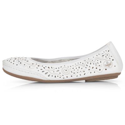 27. Rieker W RKR649 comfortable leather openwork shoes, white