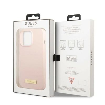 8. Guess GUHMP13LSPLP iPhone 13 Pro / 13 6.1" pink/pink hard case Silicone Logo Plate MagSafe