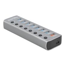 DeLOCK 5 Gbps USB Hub with 7 Ports + 1 Charging Port + 1 USB-C PD 3.0 Port with Switch and Backlight