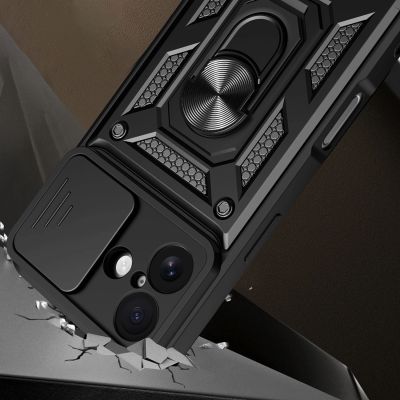 2. Hybrid Armor Camshield iPhone 17 Case with Stand and Camera Cover - Black