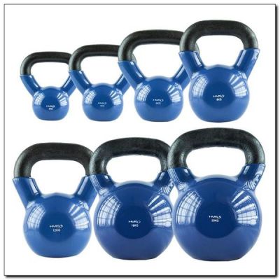 3. HMS KNV08 BLUE vinyl-coated cast iron kettlebell 