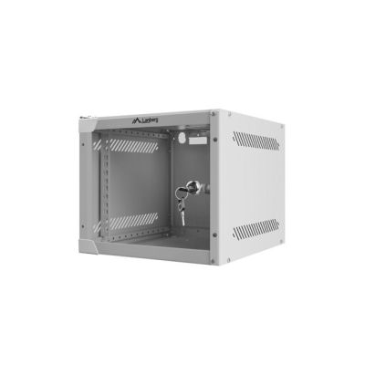 4. Lanberg WF10-2304-10S Rack Cabinet (4U; 240mm / 280mm / 310mm; Wall-Hung; Glass; 10"; Gray)