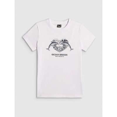 Women's regular printed T-shirt 4F 4FRSS26TTSHF4019-10S