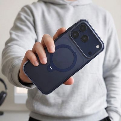 9. Tech-Protect MagAir Stand MagSafe CC Case for iPhone 18 Pro / 17 Pro - Matte Navy Blue
