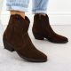 11. Brown women’s leather cowboy ankle boots Big Star SS274463