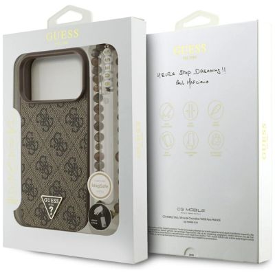 8. Guess 4G Strap Triangle Logo MagSafe Case for iPhone 17 Pro Max - Brown