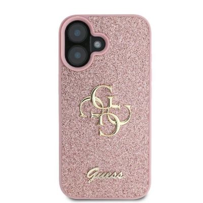 3. Guess Fixed Glitter Big 4G iPhone 16 Case - Pink