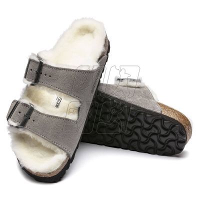 6. Birkenstock Arizona Shearling Stone Coin Women's/Men's Insulated Flip-Flops Suede with Lambswool Regular Wide (1017402)