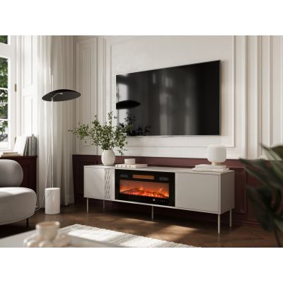 7. EF TV cabinet + black TRESSE fireplace 180x40x54.5 cashmere matt