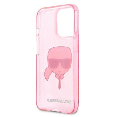 7. Karl Lagerfeld Glitter Karl's Head Case for iPhone 13 Pro Max - Pink