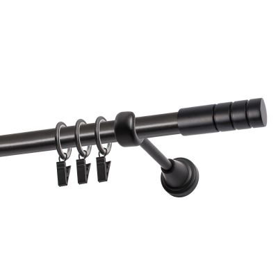Single Curtain Rod Ø 19 mm, Black, 240 cm, TECHNO, with Rings – KOWALSKI