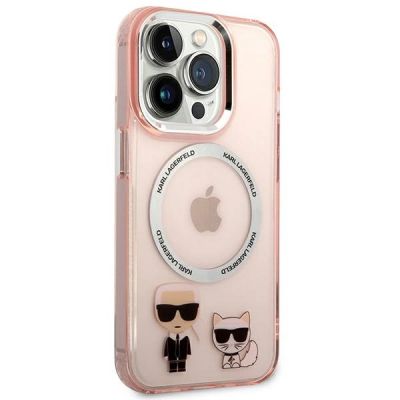 4. Karl Lagerfeld KLHMP14LHKCP iPhone 14 Pro 6.1" hardcase pink/pink Karl & Choupette Aluminum Magsafe