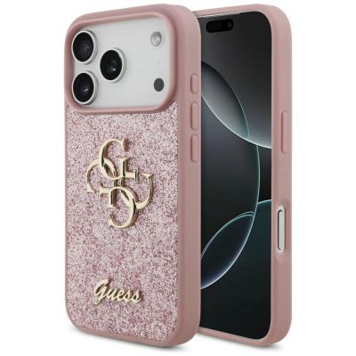 Guess Fixed Glitter Big 4G Case for iPhone 17 Pro / 18 Pro - Pink