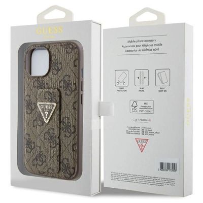 8. Guess Grip Stand 4G Triangle Strass case for iPhone 15 - brown