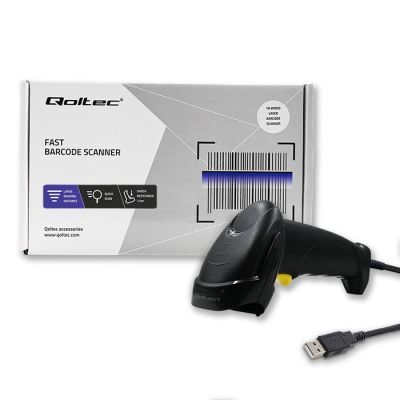 2. QOLTEC LASER BARCODE READER | 1D | USB | BLACK