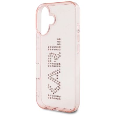 6. Karl Lagerfeld IML Rhinestones Logo iPhone 16 Case - Pink