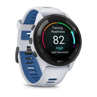 6. Garmin Forerunner 265 46mm Black Bezel with Whitestone Case White and Blue