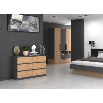 Chest of drawers M6 120x30xH77 anthracite/artisan