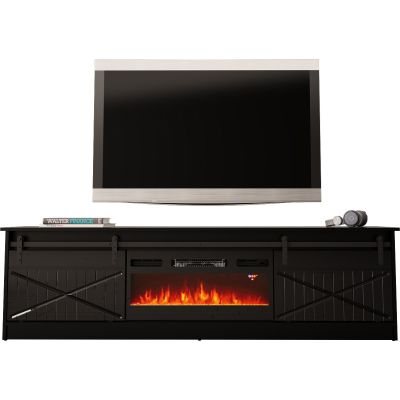 2. GRANERO TV cabinet + fireplace 200x56.7x35 black/black combination