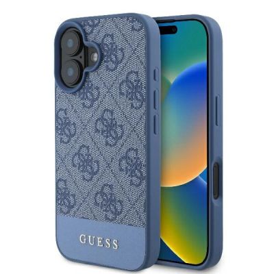 Guess 4G Bottom Stripe Case for iPhone 16 - Blue