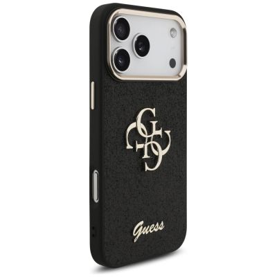 4. Guess Fixed Glitter Big 4G Metal Frame case for iPhone 17 Pro Max - black