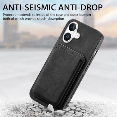 11. Synthetic Leather iPhone 17 Case with Detachable MagSafe Compatible Card Holder - Black