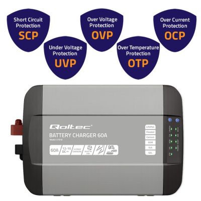 3. Qoltec Smart Monolith Charger for LiFePO4 AGM GEL SLA Batteries 60A 12V Fast Charging