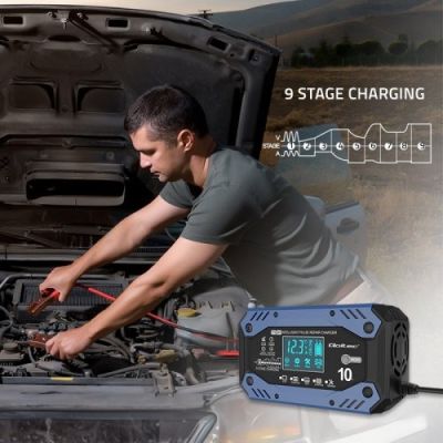 5. QOLTEC STD AGM GEL LIFEPO4 BATTERY CHARGER | RECTIFIER WITH REPAIR FUNCTION | 12-24V | 10A | LCD | 9-STEP CHARGING