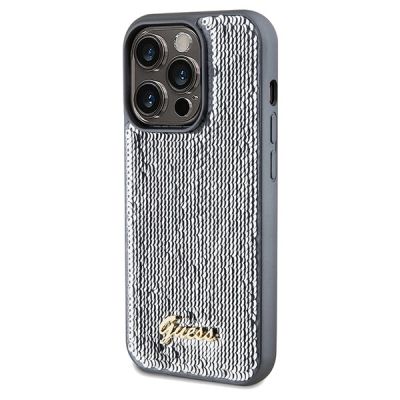 2. Guess Sequin Script Metal case for iPhone 14 Pro Max - silver