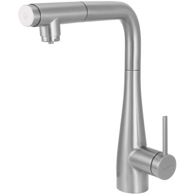 Kitchen faucet with connection to a water filter and a pull-out spout