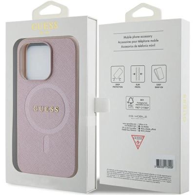 7. Guess Saffiano MagSafe case for iPhone 15 Pro - pink