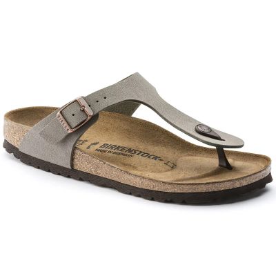 14. Birkenstock Gizeh Birko-Flor Nubuck Stone Regular Men's Flip-Flops Wide Gray (43391)