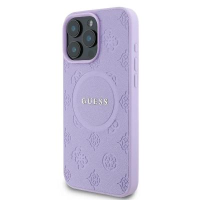 2. Guess Saffiano Peony Classic Logo MagSafe iPhone 16 Pro Max Case - Purple