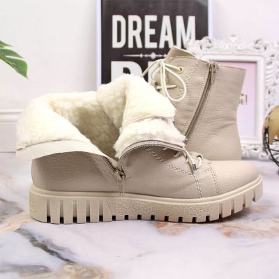 19. Rieker W RKR279C insulated platform ankle boots, beige