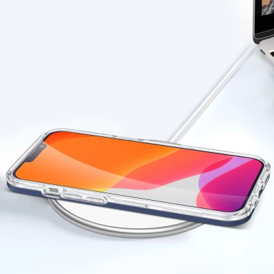 7. Clear 3in1 case for iPhone 13 mini gel cover with frame blue