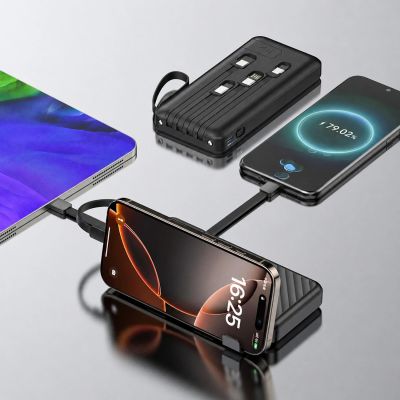 2. Wozinsky W11-B 10000mAh 10W Powerbank with Built-in Cables and Flashlight - Black
