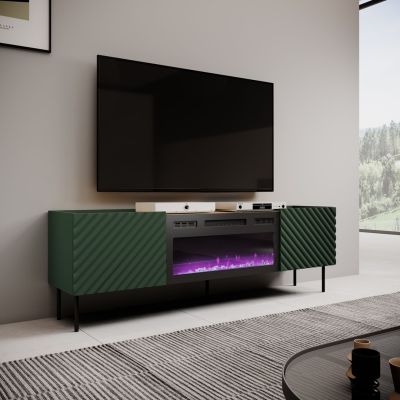 TV cabinet with electric fireplace ONDA 180.5x40xH58.39 green (standing or hanging)