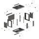 8. Wall-mounted rack installation cabinet 19" 4U 540x350 black glass door LANBERG (flat pack)