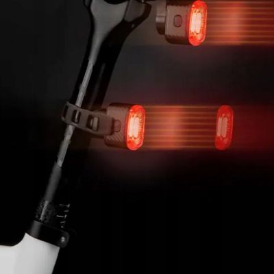 4. Rockbros Q2S LED Rear Bike Light with Smart Stop System + USB-C - USB-A Cable - Black