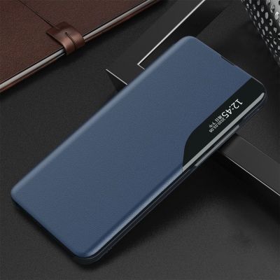 2. Eco Leather View Case elegant bookcase type case with kickstand for Samsung Galaxy A72 4G blue